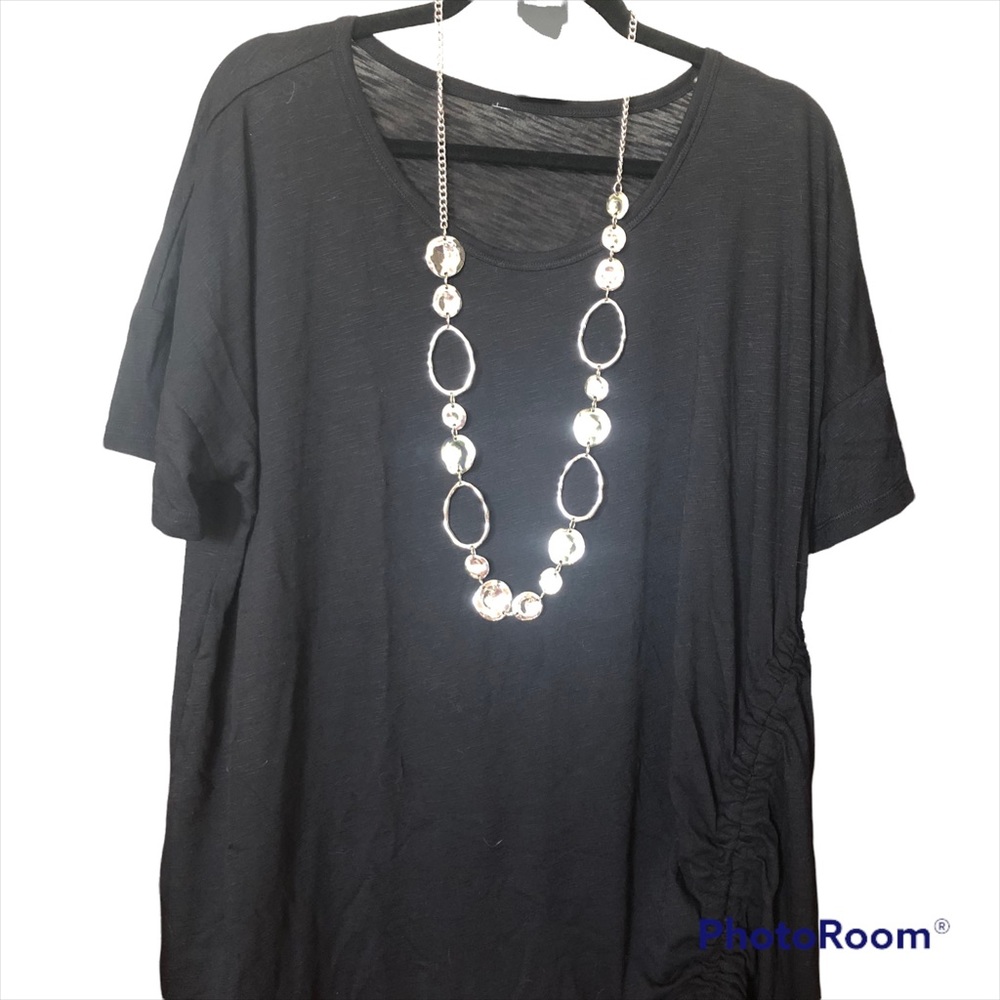 Hammered Disk and Oval Links Silver Statement Boutique Necklace NWT - Picture 1 of 7